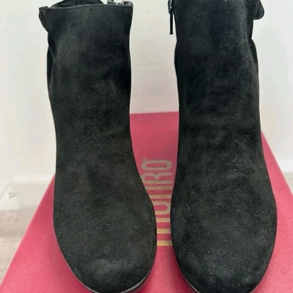 Munro Suede Black Ankle Boots Rare Narrow Fit 8.5 SS New - Picture 3 of 7